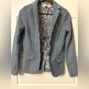 H&M Label of Graded Goods LOGG Blue White Striped Denim Blazer Jacket Small‎ 4